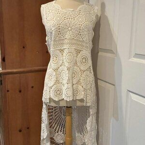 NEW NWT Belle France HIGH LOW Crochet Boho Hippie Festival Top Vest Dress